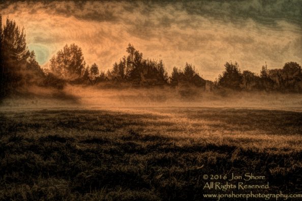 Sunrise in a Foggy Field, Burtnieks, Latvia with filter Tamron 70mm Lens