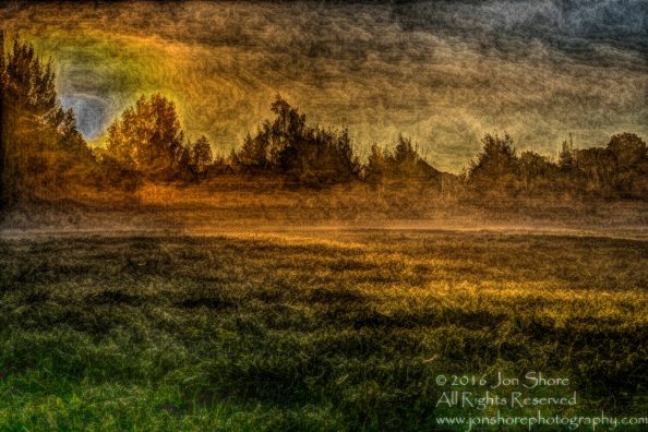 Sunrise in a Foggy Field, Burtnieks, Latvia with filter Tamron 70mm Lens