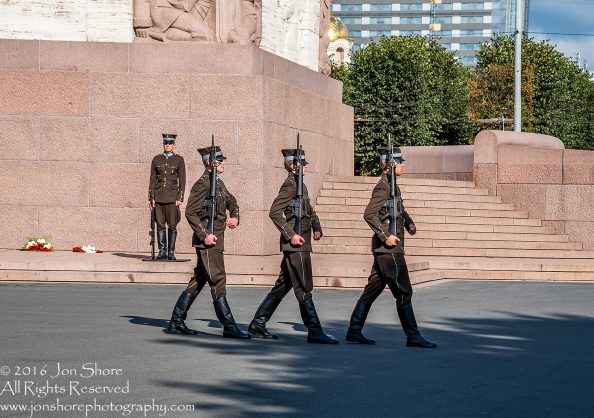 Guards at Freedom Monument. Old Town Riga Latvia. Nikkor 200mm