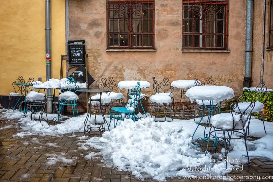 Cafe in Riga Latvia Old Town. Nikkor 50mm lens