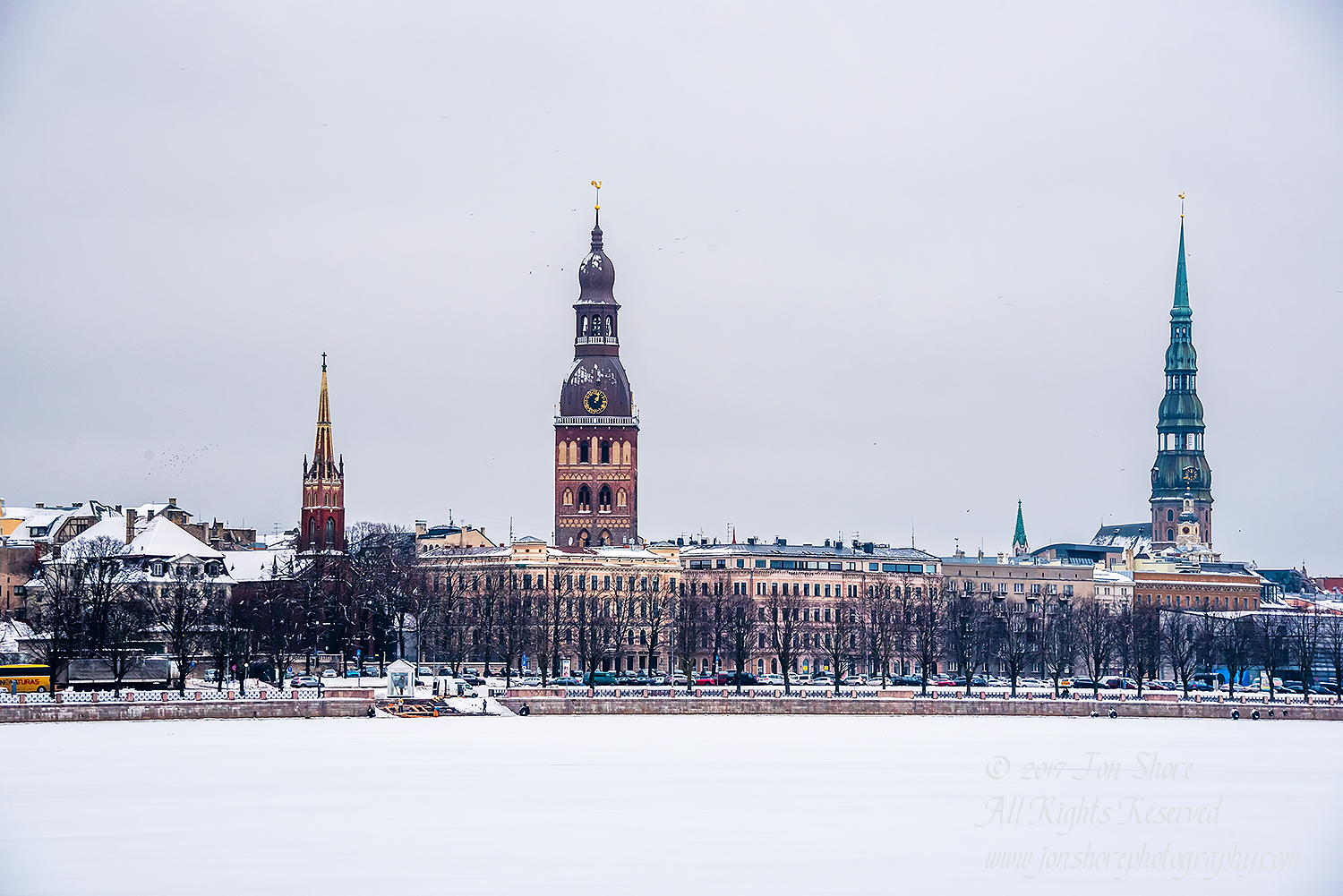Riga Latvia Cityscape in Winter. Nikkor 300mm