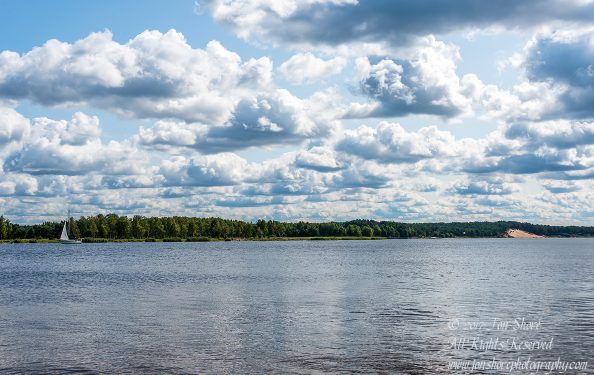 Lielupe River with sailboat Latvia August 2017 by Jon Shore