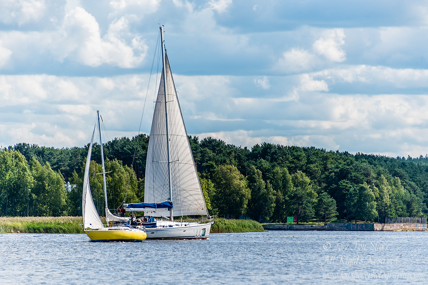 Sailboats on the Lielupe River Latvia August 2017 by Jon Shore