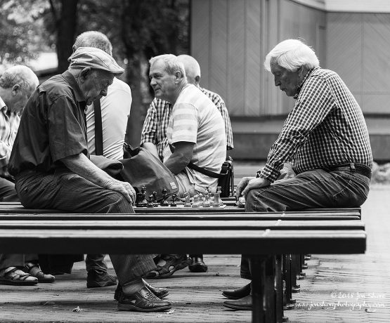 Playing Chess in a park in Riga, Latvia in the Summer