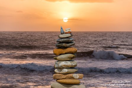 Stone stack Sunset Spring San Marco di Castellabate Italy
