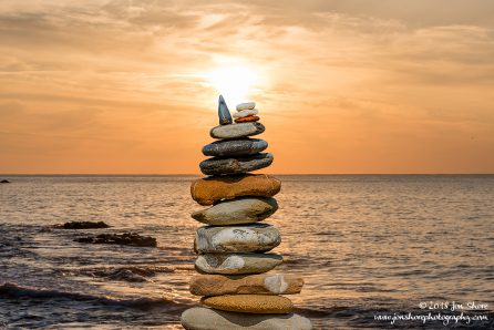 Stone stack Sunset Spring San Marco di Castellabate Italy