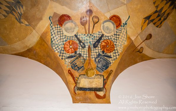 Detail of ceiling mural in Hofbrauhaus in Munich Germany. Nikkor 200mm