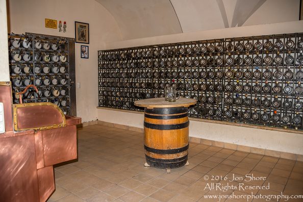 Personal beer glasses in Hofbrauhaus in Munich Germany. Nikkor 28mm