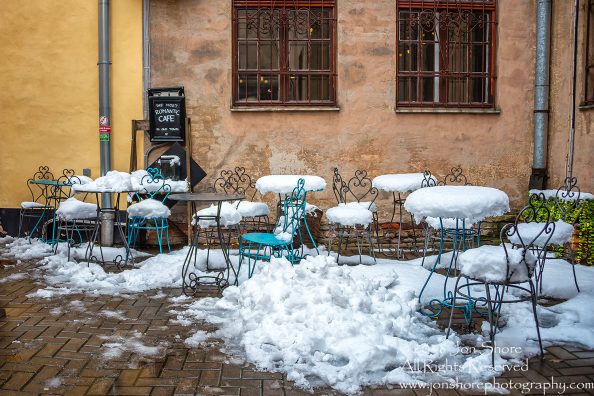 Cafe in Riga Latvia Old Town. Nikkor 50mm lens