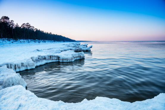 Winter at a Frozen Baltic Sea Beach. Nikkor 35mm