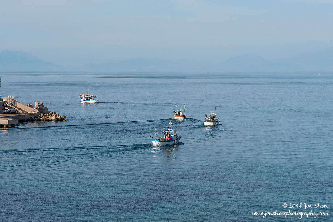 Boats Going Fishing San Marco Cilento Italy January 2018
